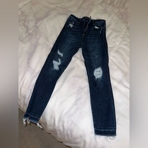 Abercrombie raw hem Simone high rise skinny ankle jeans